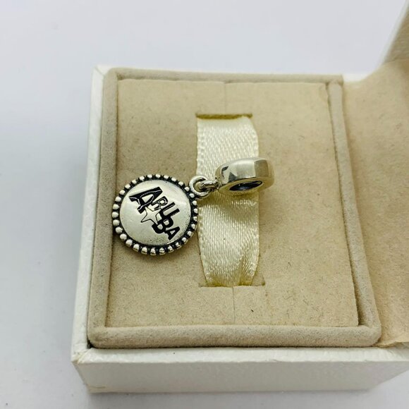 🧜🏾♀️🎀Pandora Aruba Charm Aruba Black Logo Dangle Pendant S925 Silver - Picture 3 of 4